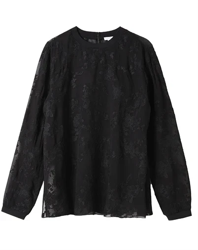 Lala Berlin - Embroidered Georgette Bluse - Lace Garden Black
